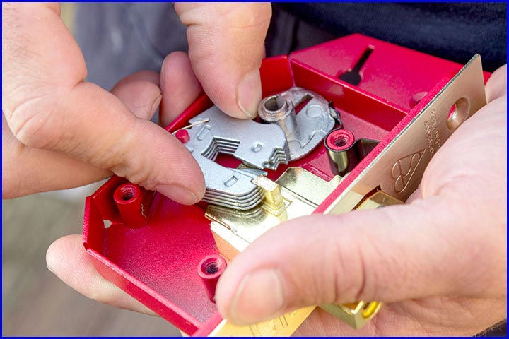 Lock being repaired